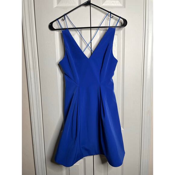 NEW TOPSHOP Petites Blue Fit & Flare Mini Dress Womens Size US 4 - Picture 1 of 6